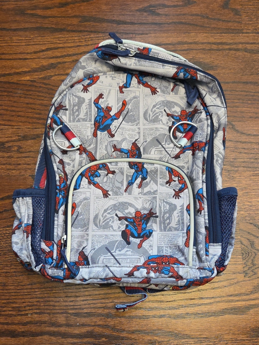 Pottery Barn Kids Spider-Man backpack - Gray & Red/Blue Comic Print